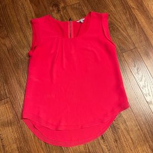 Naked Zebra S Hot Pink Cap Sleeve High Low Blouse W/ Pleats & Industrial Zip